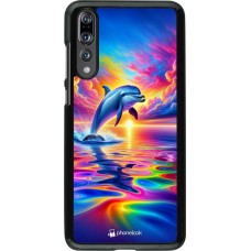 Coque Huawei P20 Pro - Dauphin arc-en-ciel heureux