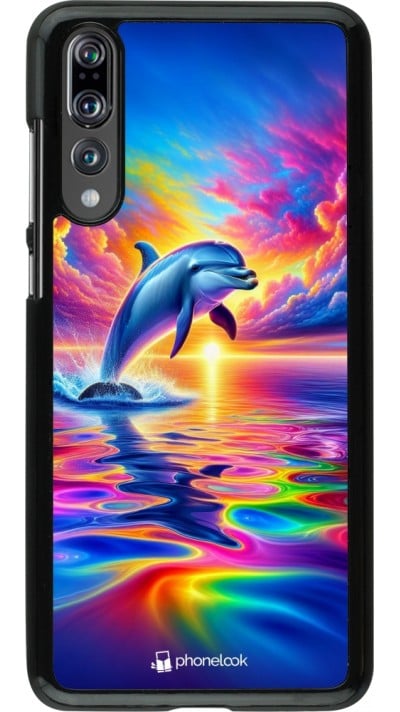 Coque Huawei P20 Pro - Dauphin arc-en-ciel heureux