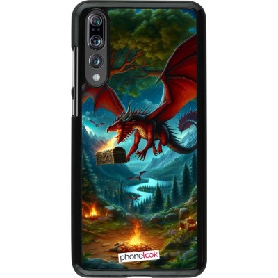 Coque Huawei P20 Pro - Dragon Volant Forêt Trésor