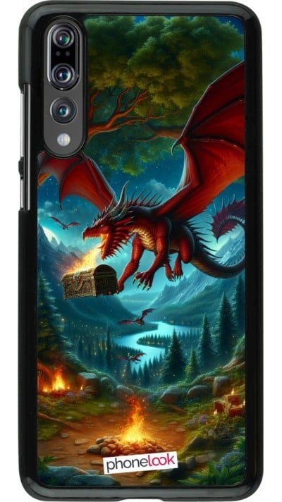 Coque Huawei P20 Pro - Dragon Volant Forêt Trésor