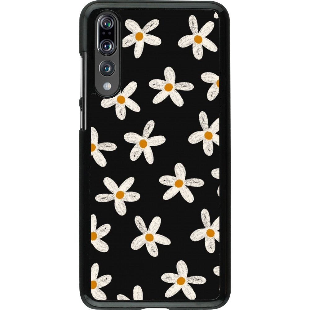 Coque Huawei P20 Pro - Easter 2024 white on black flower