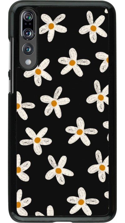 Coque Huawei P20 Pro - Easter 2024 white on black flower