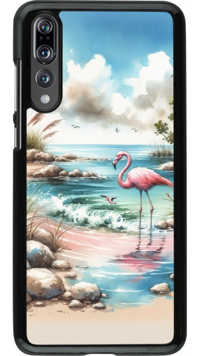 Coque Huawei P20 Pro - Flamant rose aquarelle