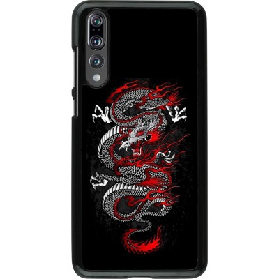 Coque Huawei P20 Pro - Japanese style Dragon Tattoo Red Black