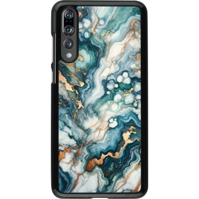 Coque Huawei P20 Pro - Marbre Vert Bleu Doré