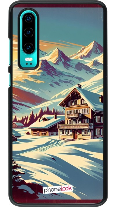 Huawei P30 Case Hülle - Chalet Berg verschneit