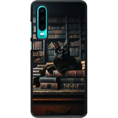 Coque Huawei P30 - Chat livres sombres