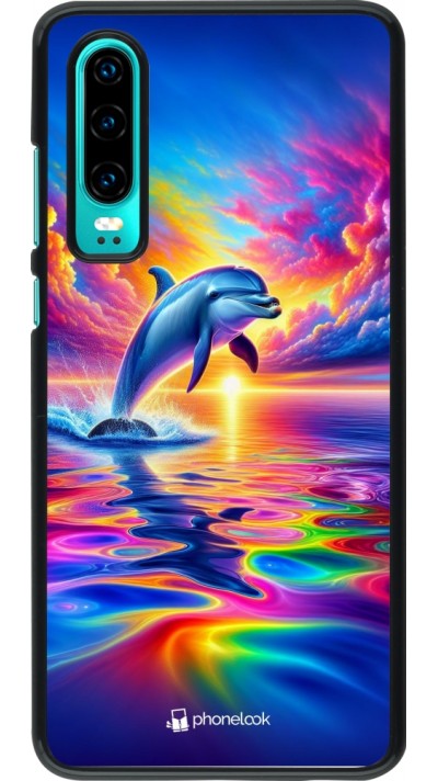 Huawei P30 Case Hülle - Glücklicher Regenbogen-Delfin