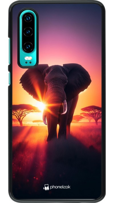 Huawei P30 Case Hülle - Elefant Sonnenaufgang Schönheit