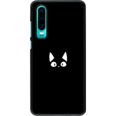 Coque Huawei P30 - Funny cat on black