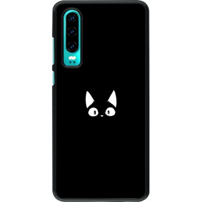 Coque Huawei P30 - Funny cat on black