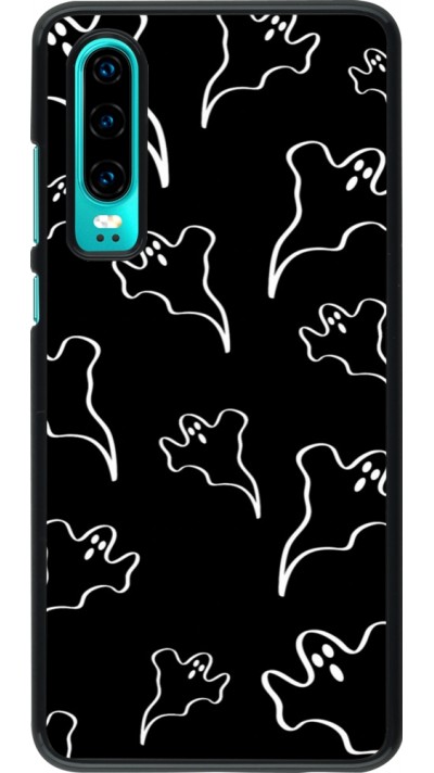 Huawei P30 Case Hülle - Halloween 2024 black and white ghosts