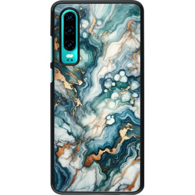 Coque Huawei P30 - Marbre Vert Bleu Doré