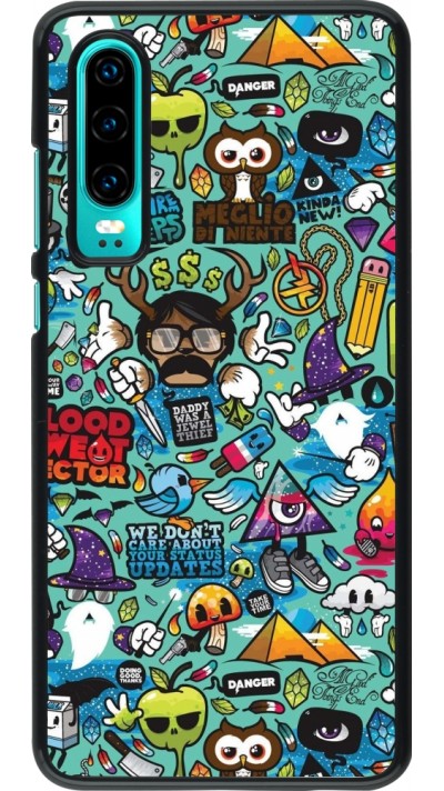 Huawei P30 Case Hülle - Mixed Cartoons Turquoise