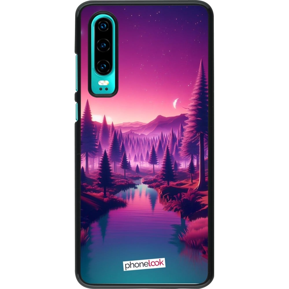 Coque Huawei P30 - Paysage Violet-Rose