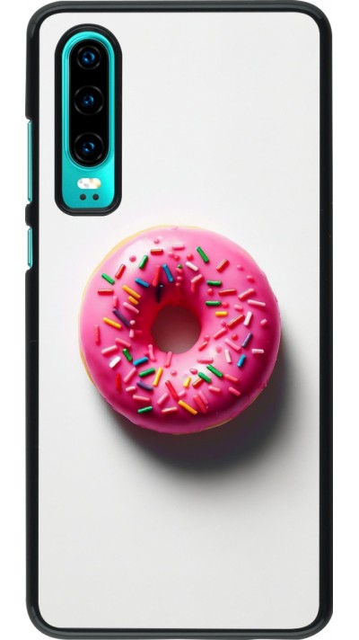 Coque Huawei P30 - Weißer Hintergrund, pinker Donut