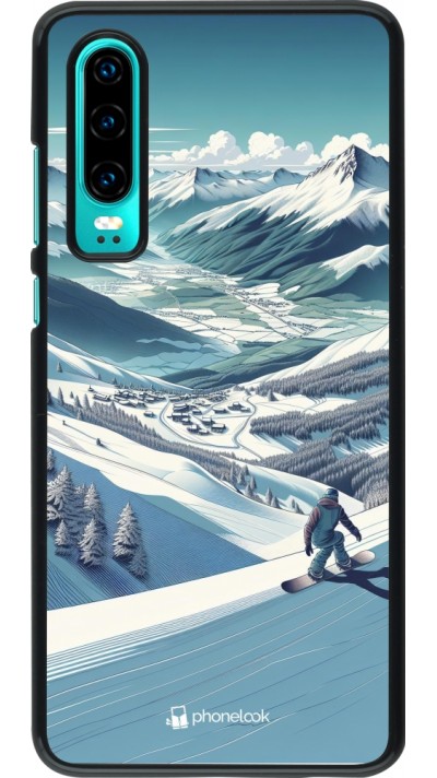 Huawei P30 Case Hülle - Snowboarder Berg