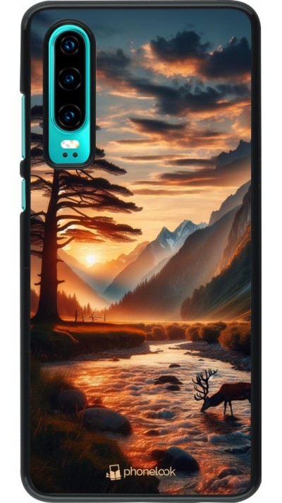 Huawei P30 Case Hülle - Tal Sonnenuntergang Hirsch Baum