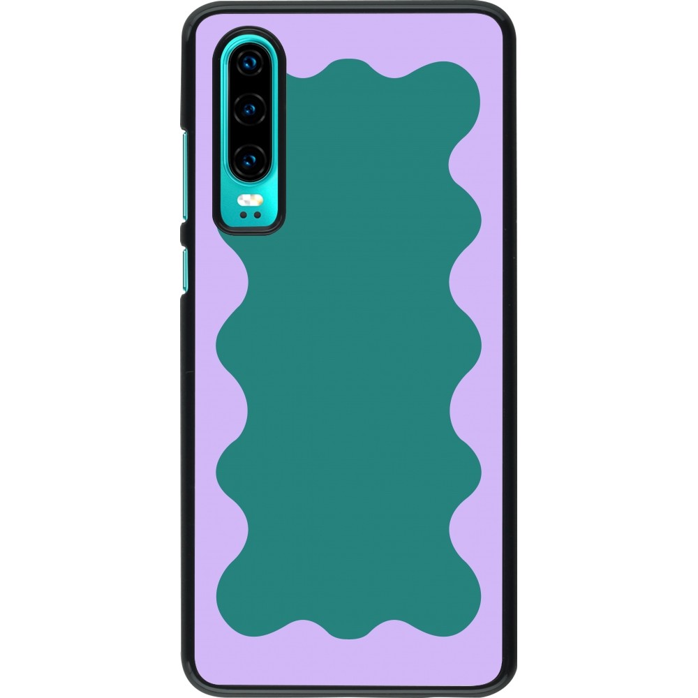 Coque Huawei P30 - Wavy Rectangle Green Purple