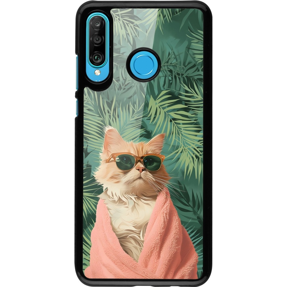 Coque Huawei P30 Lite - Cat Summer Palms