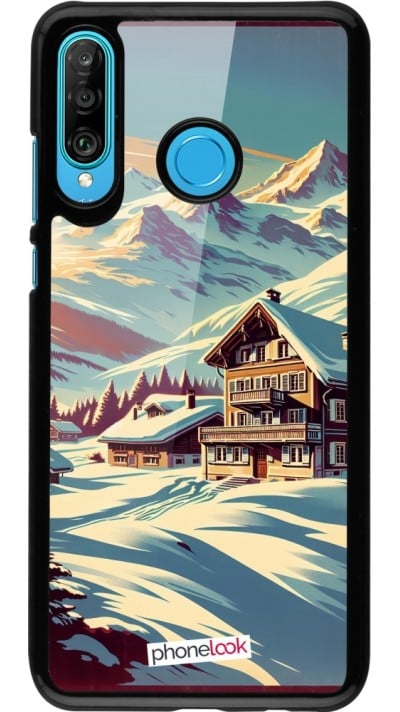 Coque Huawei P30 Lite - Chalet montagne enneigée