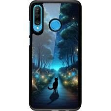 Coque Huawei P30 Lite - Chat noir promenade