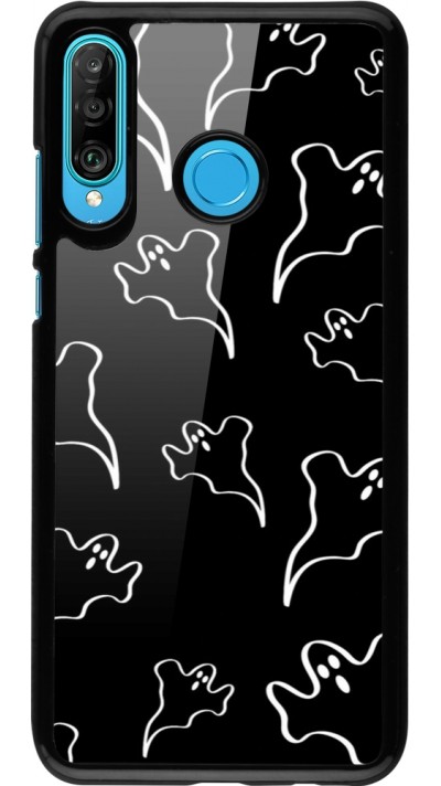 Coque Huawei P30 Lite - Halloween 2024 black and white ghosts