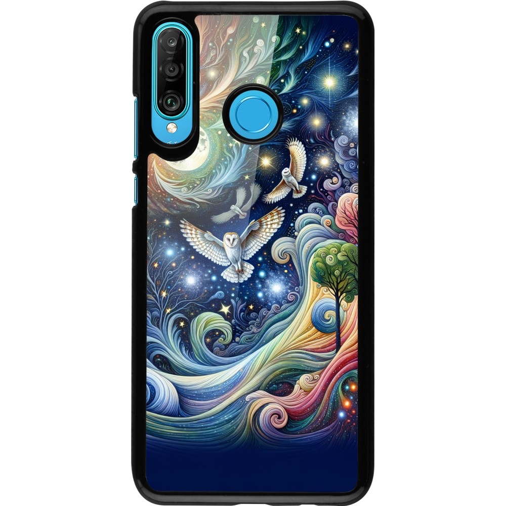 Coque Huawei P30 Lite - hibou volant floral