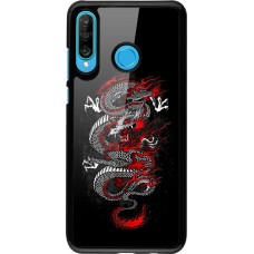 Huawei P30 Lite Case Hülle - Japanese style Dragon Tattoo Red Black