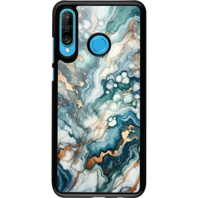 Coque Huawei P30 Lite - Marbre Vert Bleu Doré