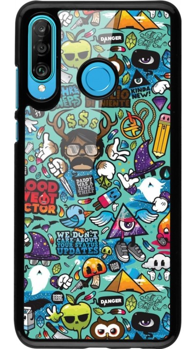 Coque Huawei P30 Lite - Mixed Cartoons Turquoise