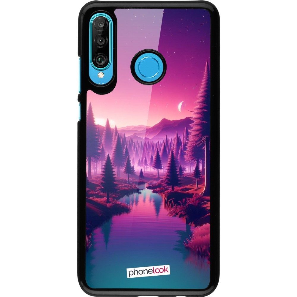 Coque Huawei P30 Lite - Paysage Violet-Rose