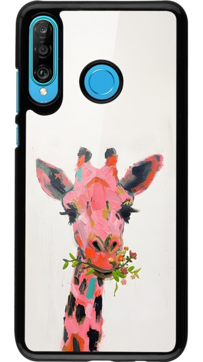 Coque Huawei P30 Lite - Pink Girafe Paint