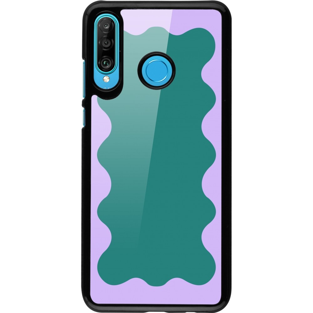 Coque Huawei P30 Lite - Wavy Rectangle Green Purple