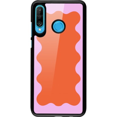 Coque Huawei P30 Lite - Wavy Rectangle Orange Pink