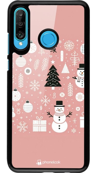 Huawei P30 Lite Case Hülle - Weihnachten 2024 Rose Schneemann Weihnachten