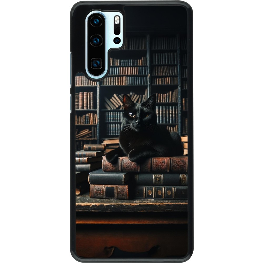 Coque Huawei P30 Pro - Chat livres sombres