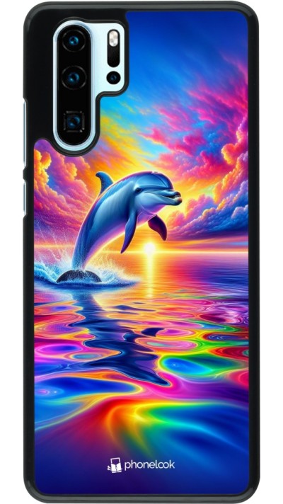 Coque Huawei P30 Pro - Dauphin arc-en-ciel heureux