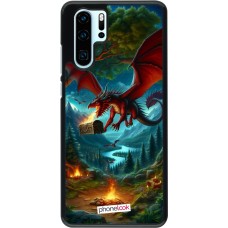 Huawei P30 Pro Case Hülle - Drache Fliegend Wald Schatz