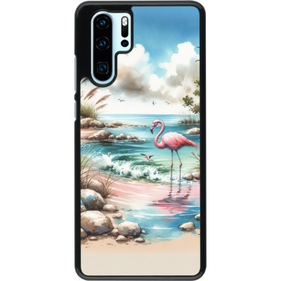 Coque Huawei P30 Pro - Flamant rose aquarelle