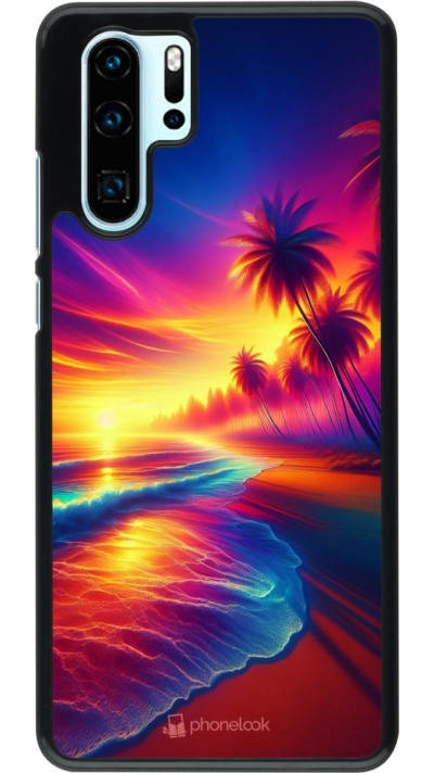 Coque Huawei P30 Pro - Plage coucher soleil flashy