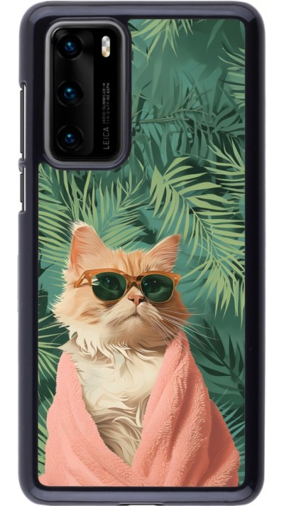 Coque Huawei P40 - Cat Summer Palms