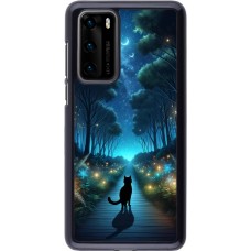 Huawei P40 Case Hülle - Schwarze Katze Spaziergang