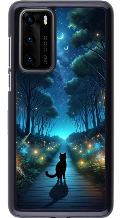 Coque Huawei P40 - Chat noir promenade