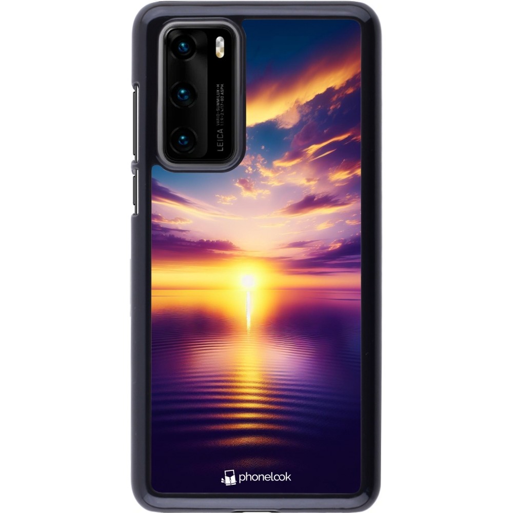 Coque Huawei P40 - Coucher soleil jaune violet