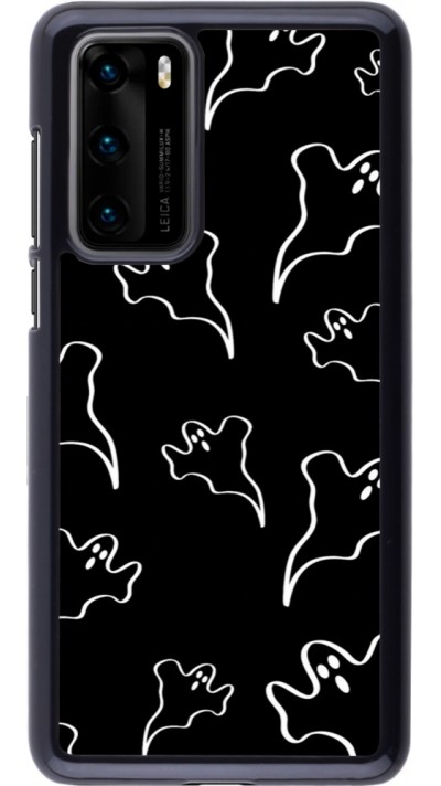 Coque Huawei P40 - Halloween 2024 black and white ghosts