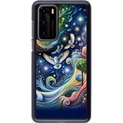 Coque Huawei P40 - hibou volant floral