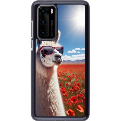 Coque Huawei P40 - Lama Chic en Coquelicot