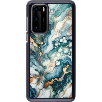 Coque Huawei P40 - Marbre Vert Bleu Doré