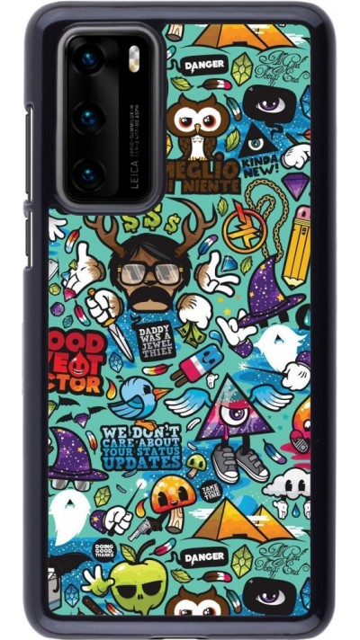 Coque Huawei P40 - Mixed Cartoons Turquoise